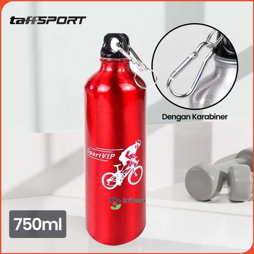 TaffSPORT Botol Minum Olahraga Aluminium 750ml Dengan Karabiner - H2GO