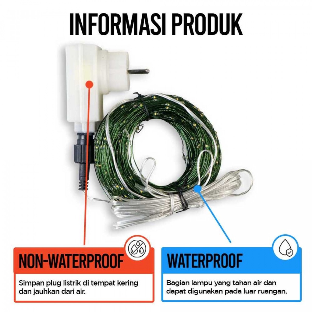 Lampu Hias Dekorasi 100-200M String Lights Waterproof Warm White