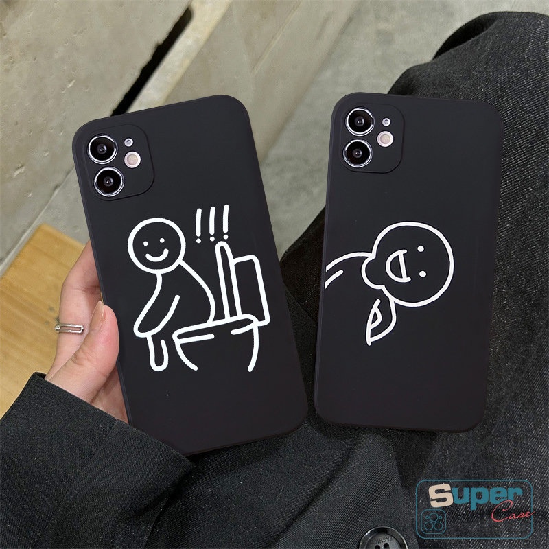 Oppo A17 A95 A15 A76 A16 A78 A7 Reno 8T 8 6 7 5F 5 A54 A12 A55 A57 A53 A31 A1K A16K A94 A96 A36 A16E A9 A52 A74 A5 A5s A3s Tepi Lurus Simple Lucu Line Karakter Couple Sarung Soft Case