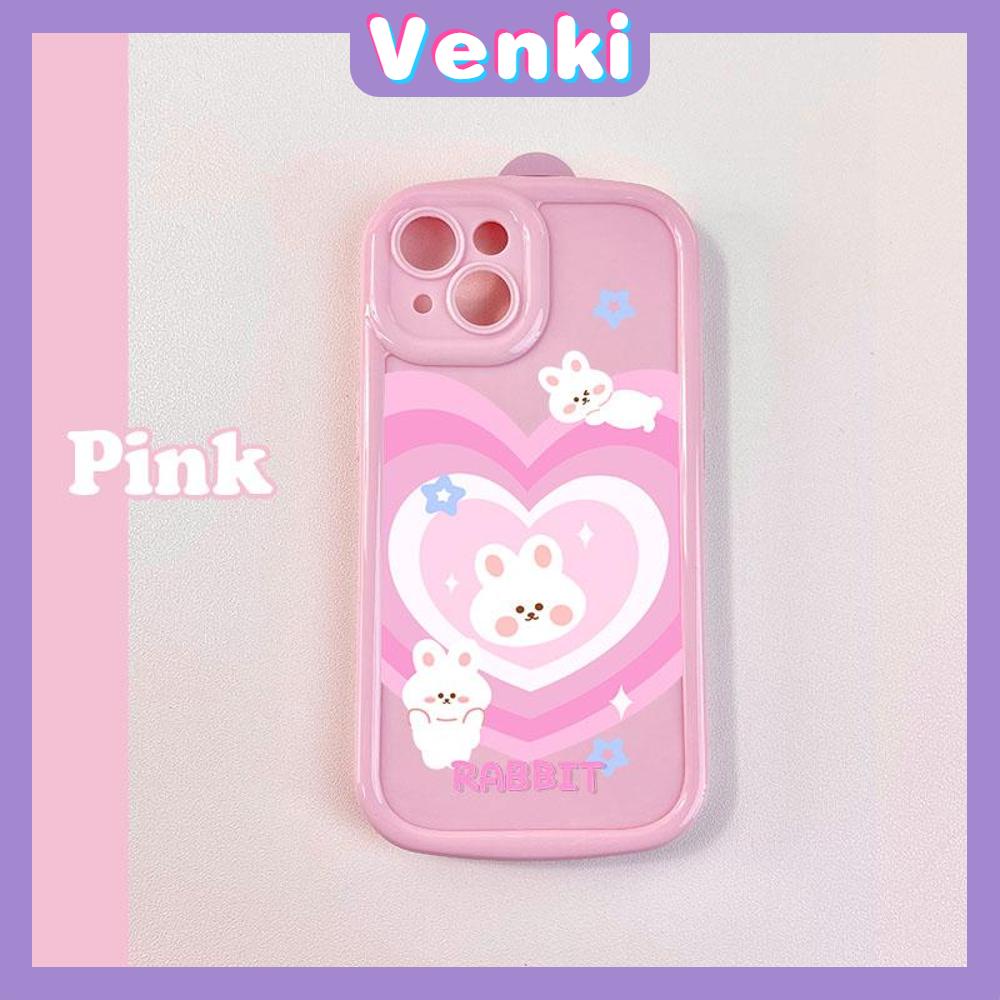 Case for iPhone 11 Soft TPU Glossy Round Edges Case Pink Heart Cute Cartoon Rabbit Camera Protection Shockproof For iPhone 14 13 12 11 Pro Max 7 8 Plus X XR