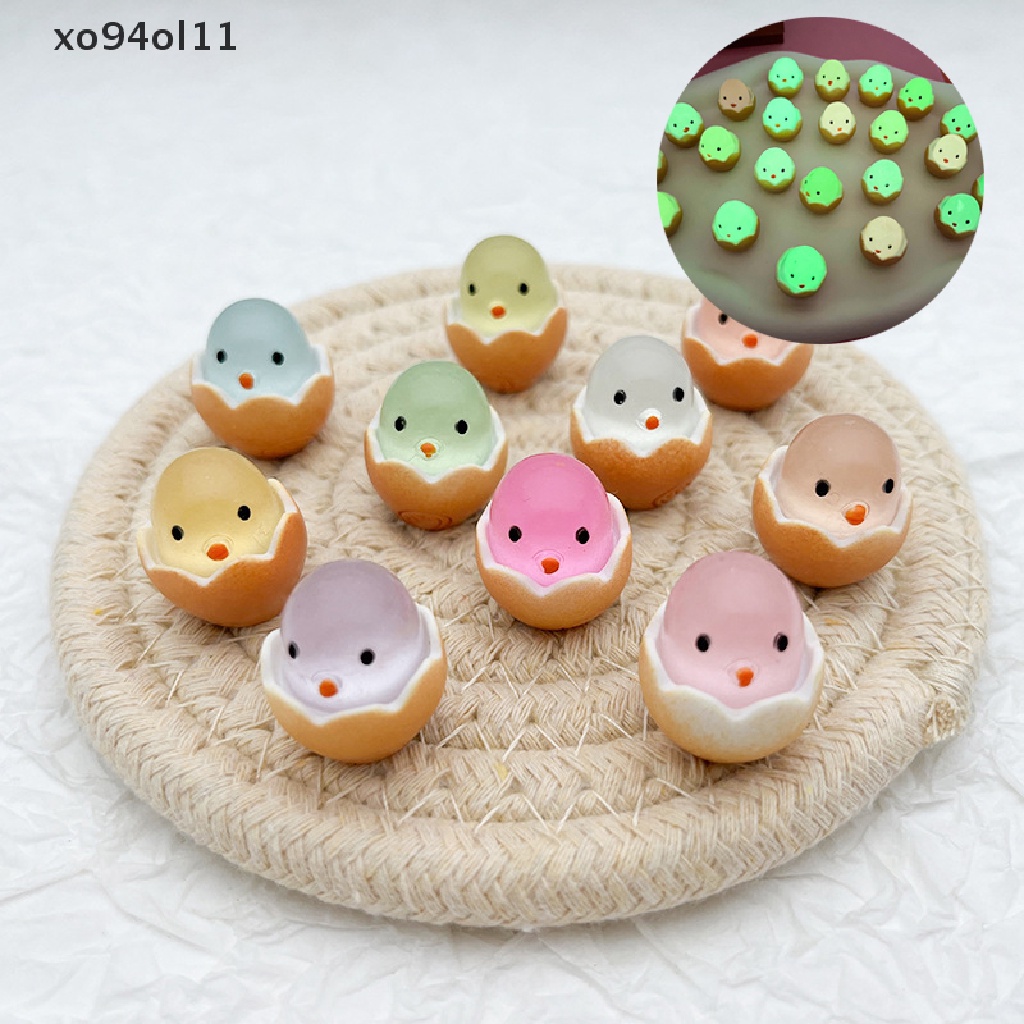 Xo 1/5Pcs Glow Broken Shell Ayam Rumah Taman Dekorasi Mobil Bercahaya DIY Rumah Boneka Ornamen Aksesoris OL