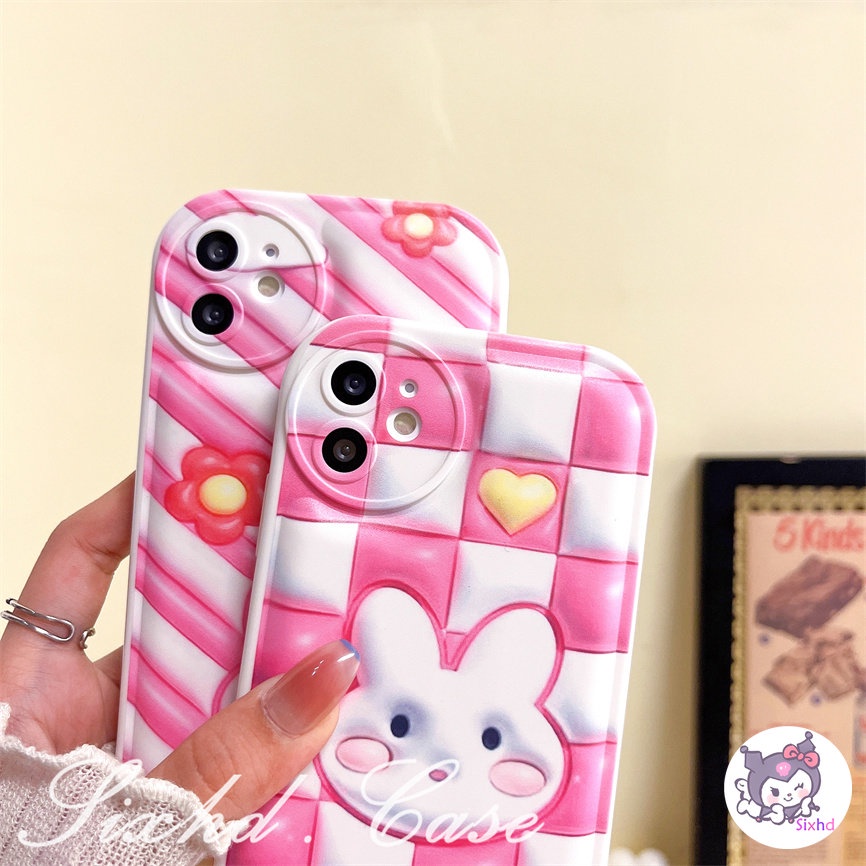 Oppo A17 A16 A57 A77s A78 A95 A55 A54 A15 A15s A17K A74 A76 A96 A53 A33 A7 A5s A3s A32 A31 A12 A94 A93 A92 A52 Reno 8T 8Z 7Z 6Z Cute Cloud Rabbit Couple 3D Vision Phone Lembut Sarung