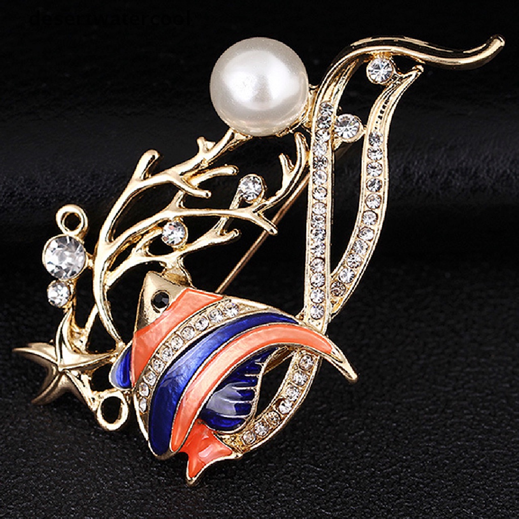 Deid Multi Enamel Ikan Bros Kristal Berlian Imitasi Hewan Bros Jas Korsase Pin Martijn