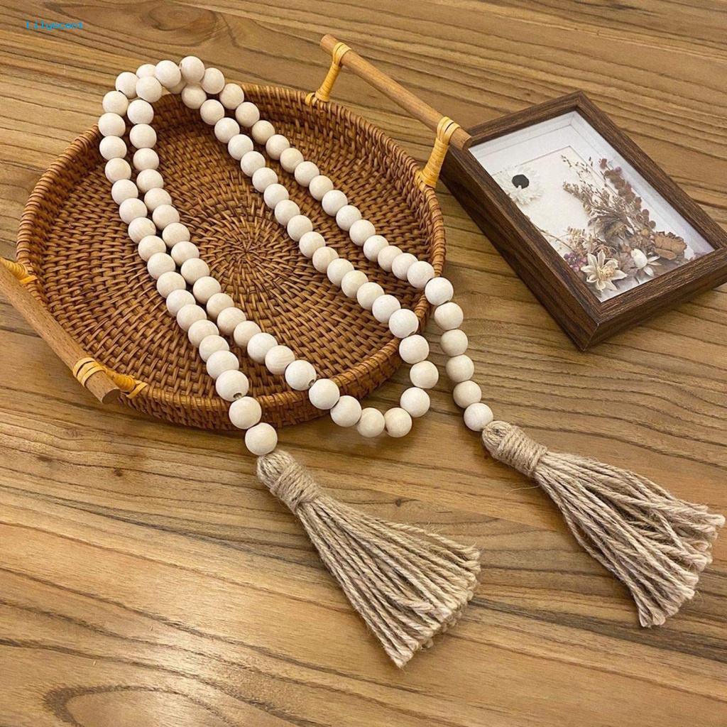 Lilyscent Burr-free Bead Pendant Perlengkapan Rumah Jumbai Manik Kayu Dekorasi Liontin Rustic