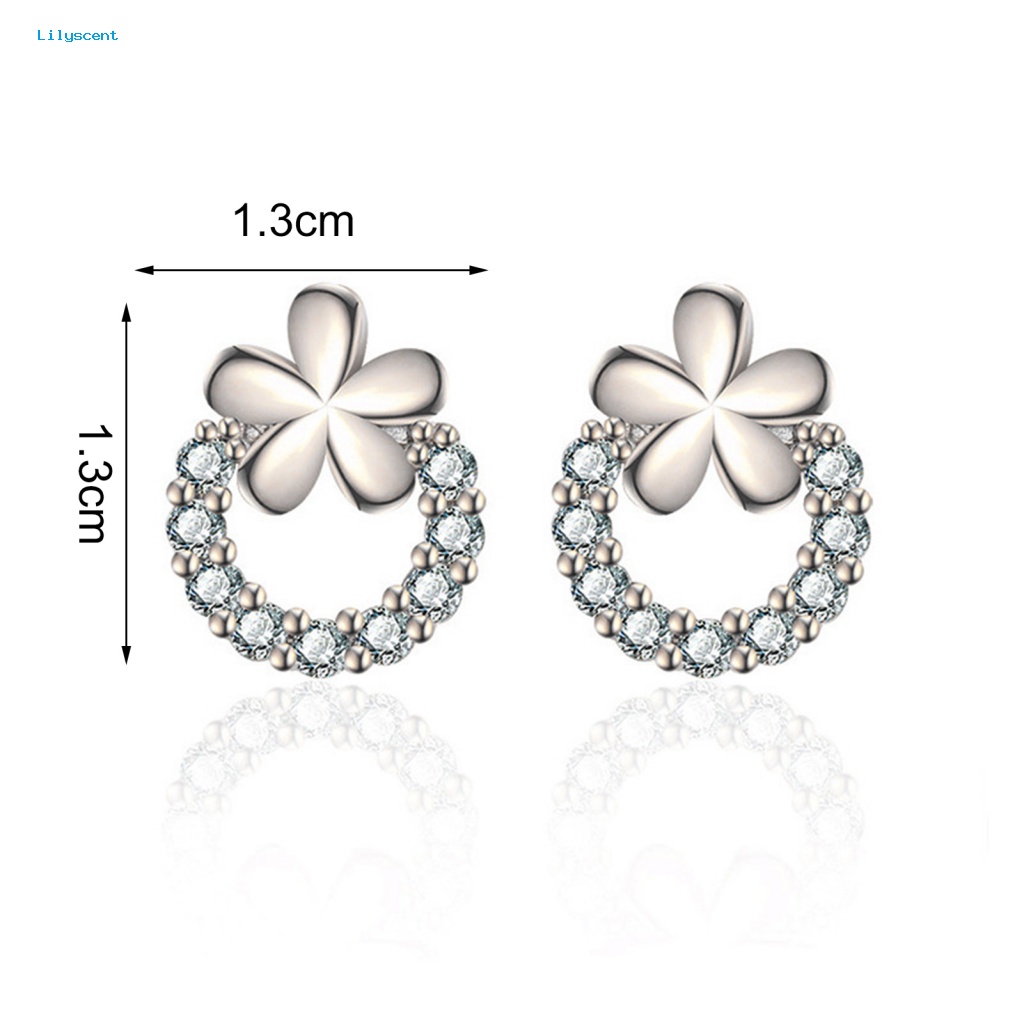 Lilyscent 1pasang Anting Wanita Ringan Untuk Pesta Berkilau Cubic Zirconia Plum Blossom Women Earrings Mini