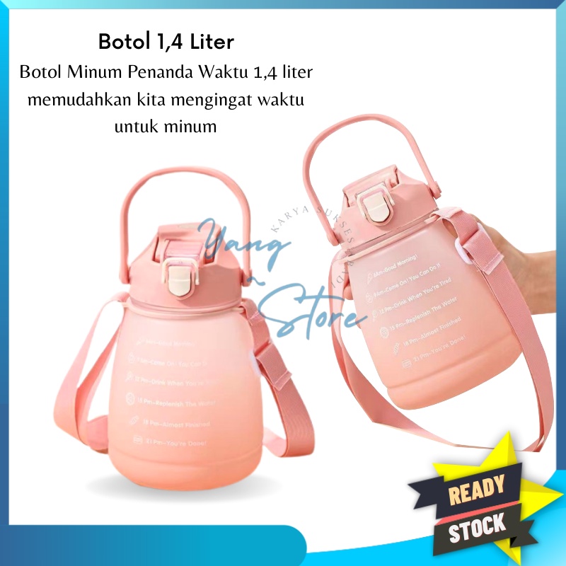 YGS - E104- Botol Motivasi lucu 1.4L  / Botol Minum Penanda Waktu 1400ml / Botol Viral Lucu 1.4L