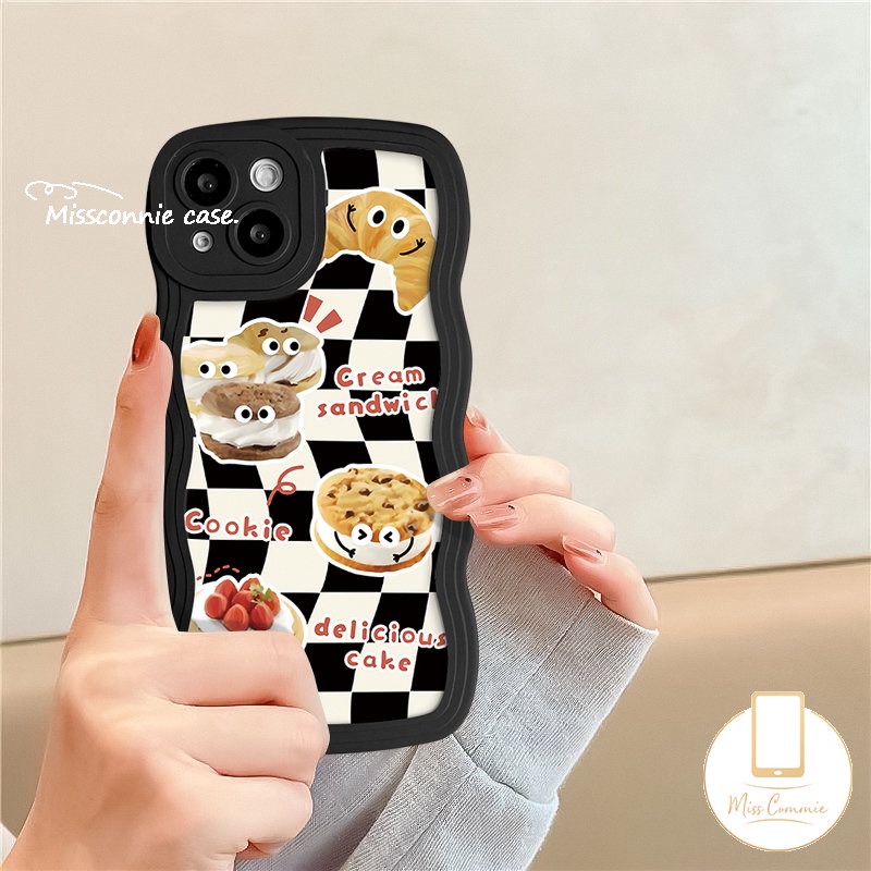 Infinix Hot9 11 10 Play Hot 10T 8 20 20s 11s NFC 10s 12i 10Lite 12 Pro 11s Smart5 4 6 Plus Note8 12 G96 10Pro 12Pro 12 2023 Enak Cream Sandwich Cookie Kue Wavy Edge Case