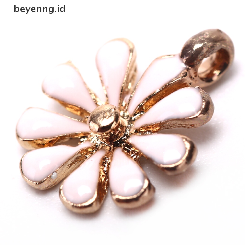 Beyen 10PCS Enamel Alloy Liontin Bunga Logam Ch Temuan Perhiasan DIY Craft ID
