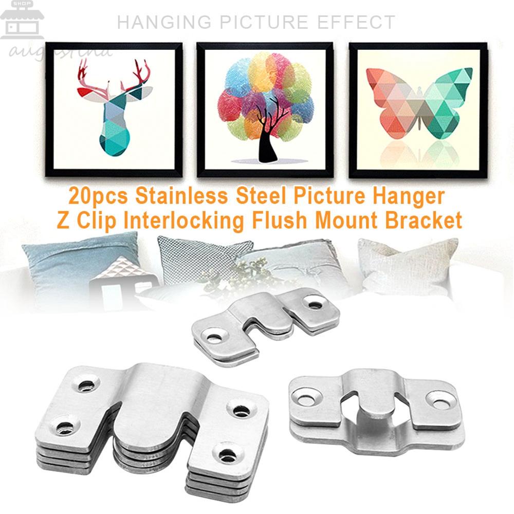 Kait Bingkai Foto Agustina Stainless Steel Flush Mount Z Clip Interlocking Lukisan Display Bracket