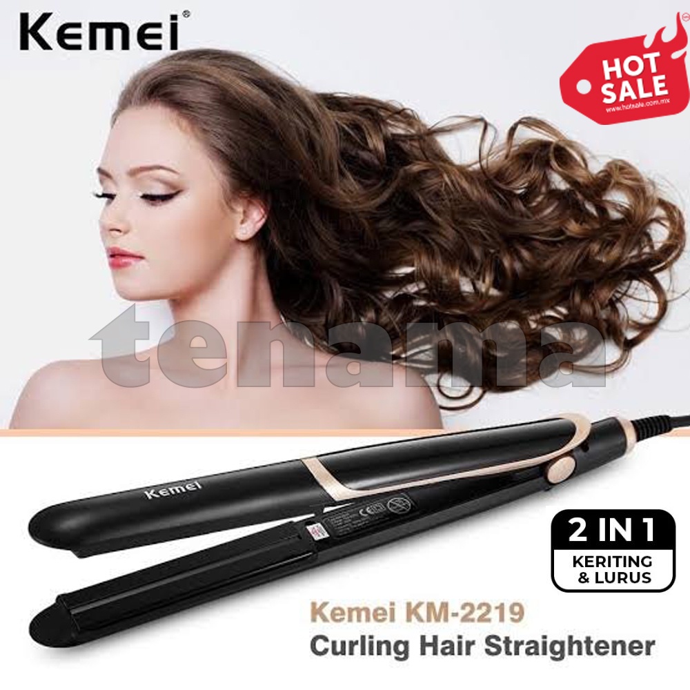 Kemei KM-2219 Alat Catok 2 in 1 Catokan Rambut Infrared Ceramic