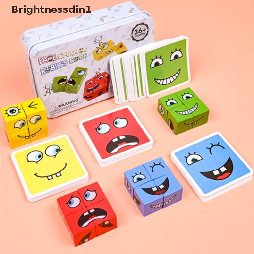 [Brightnessdin1] Facechanging Magic Cube Building BlockGame Matching Expression Puzzle Mainan Butik