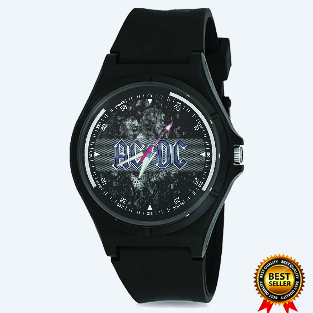 Jam Tangan LOGO AC DC Pria Wanita Hitam Keren Terbaru