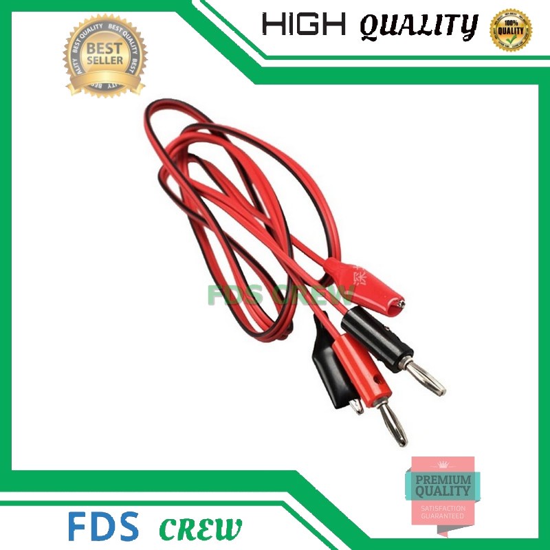 CABLE POWER SUPPLY AVOMETER MULTIMETER HITAM MERAH - KABEL POWER SUPLAI SUPLY  plus capit dan banana terminal jantan 1 METER