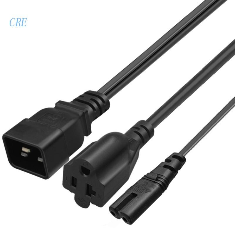 Cre IEC 320 C20 to C7+5-20R Extension Cord 250V 18AWG Kabel Ekstensi Listrik 32cm