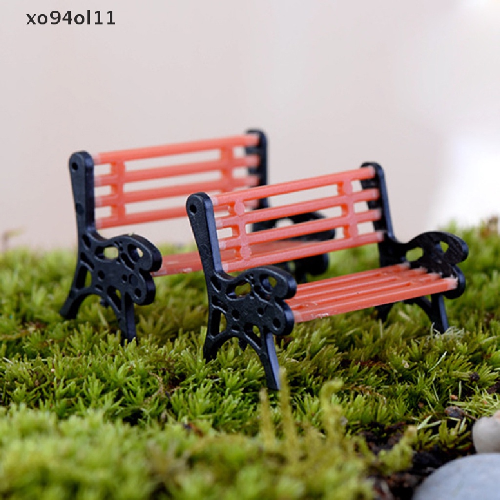 Xo 2Pc Ornamen Taman Mini Miniatur Bangku Kursi Taman Micro Landscape Dekorasi OL