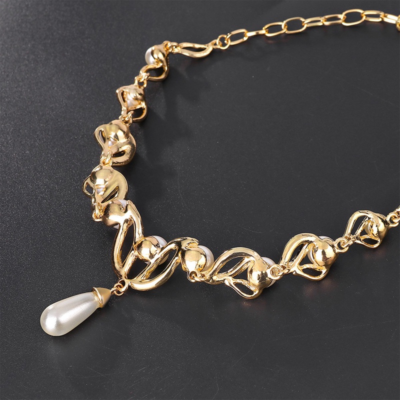 Kalung Pengantin Wanita Zirkon Anting Pernikahan Set Dua Potong Perhiasan Alloy Electroplated Bermutu Tinggi Untuk Wanita