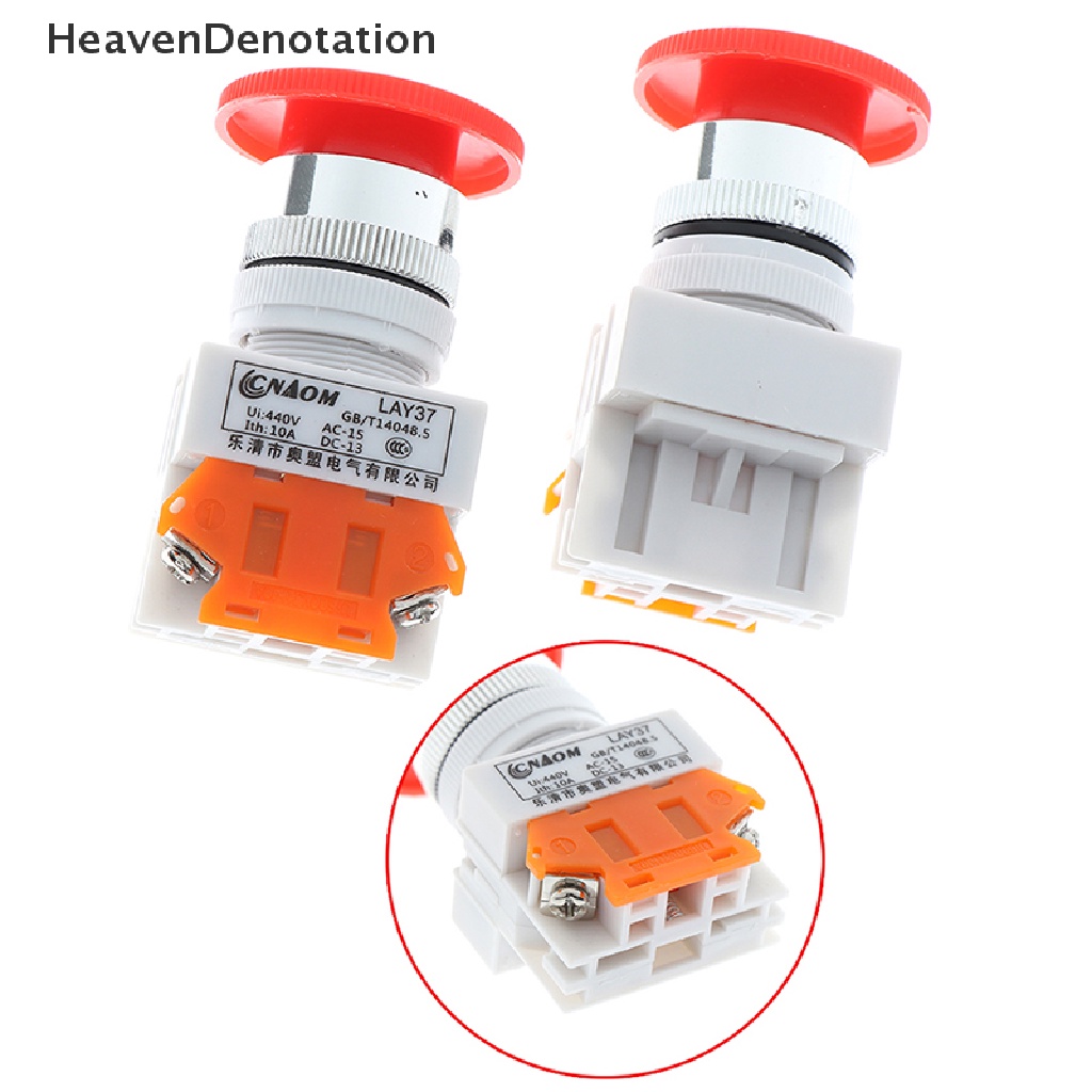 [HeavenDenotation] 1pc Tutup Jamur Merah Biasanya Tertutup Emergency Stop Push Switch Tombol 10A LAY37 HDV