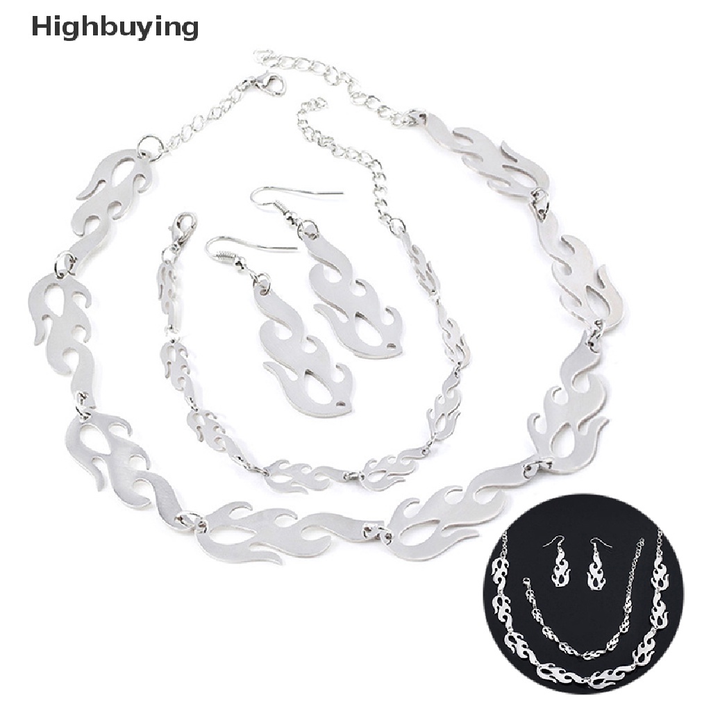 Hbid Punk Flame Kalung Klavikula Hip Hop Rantai Gelang Logam Lady Choker Perhiasan Glory