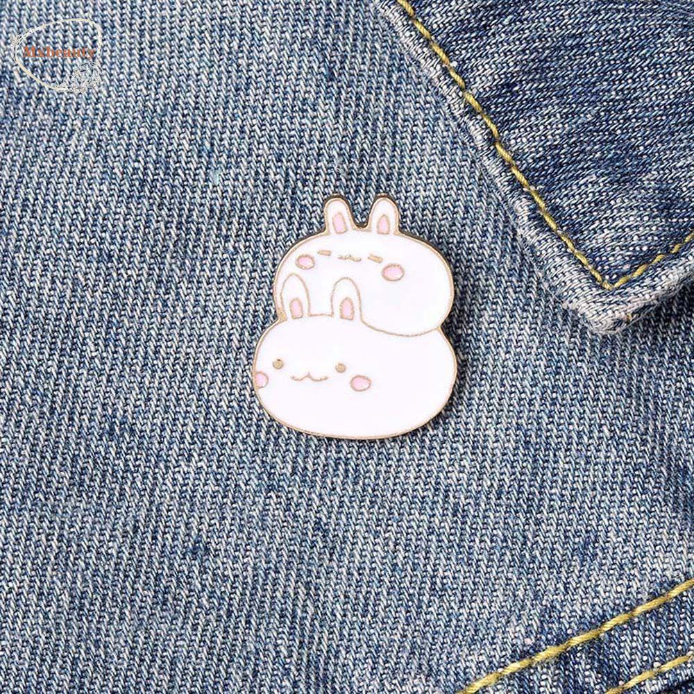 Mxbeauty Bunny Enamel Pin Hadiah Untuk Wanita Pria Kartun Perhiasan Aksesoris Tumpuk Kelinci Travel Commemorative Badge Pin Bros Pin