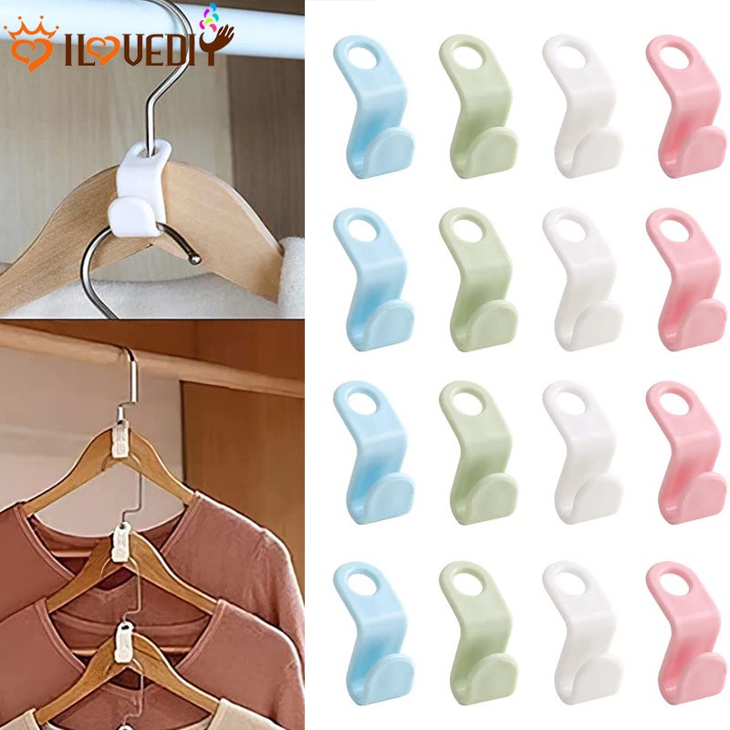 [Unggulan] Susun Lemari Pakaian Organizer Lemari Plastik Rak Baju Konektor Multifungsi Hemat Tempat Hanger Extender Mini Gantungan Baju Konektor Hooks