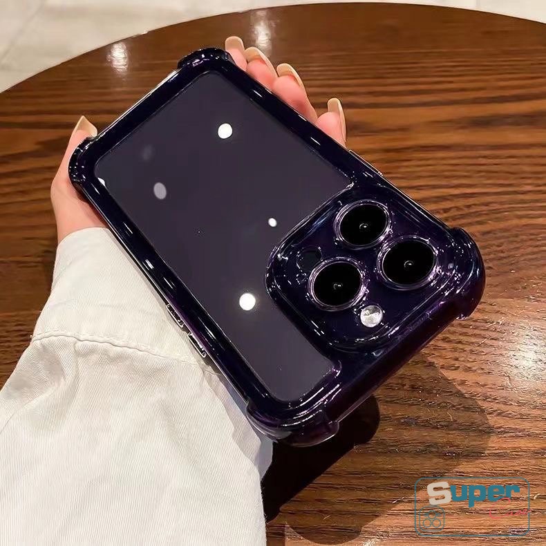 IPHONE Casing Ponsel Dilapisi Plating Tahan Guncangan Kompatibel Untuk Iphone7 8 Plus13 14 12 11 Pro MAX X XR XS MAX Mewah Simple Macaron Warna Permen Transparan TPU Soft Back Cover