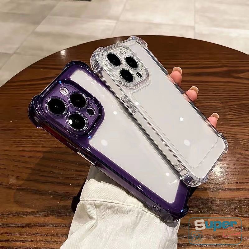 IPHONE Casing Ponsel Dilapisi Plating Tahan Guncangan Kompatibel Untuk Iphone7 8 Plus13 14 12 11 Pro MAX X XR XS MAX Mewah Simple Macaron Warna Permen Transparan TPU Soft Back Cover