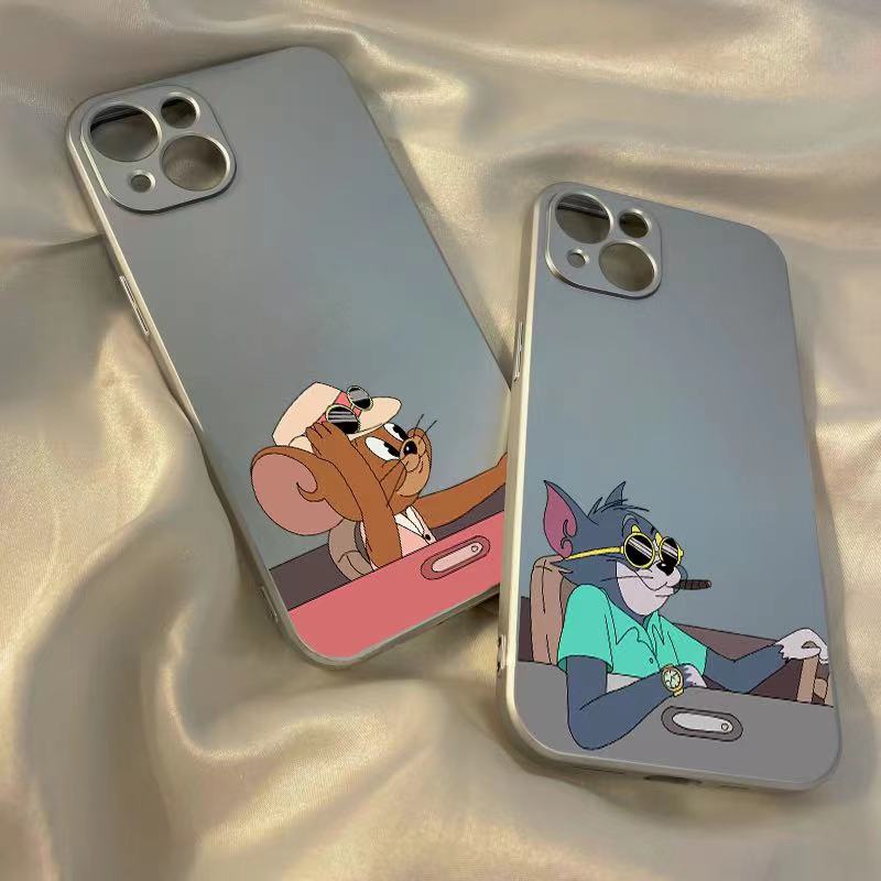 IPHONE Kucing Lucu Mouse Couple Soft Electroplate Case Kompatibel Untuk Iphone11 14 13 12 Pro XS Max XR X8 +7 6S Plus Casing Ponsel Mini TPU Silikon Shockproof Cover