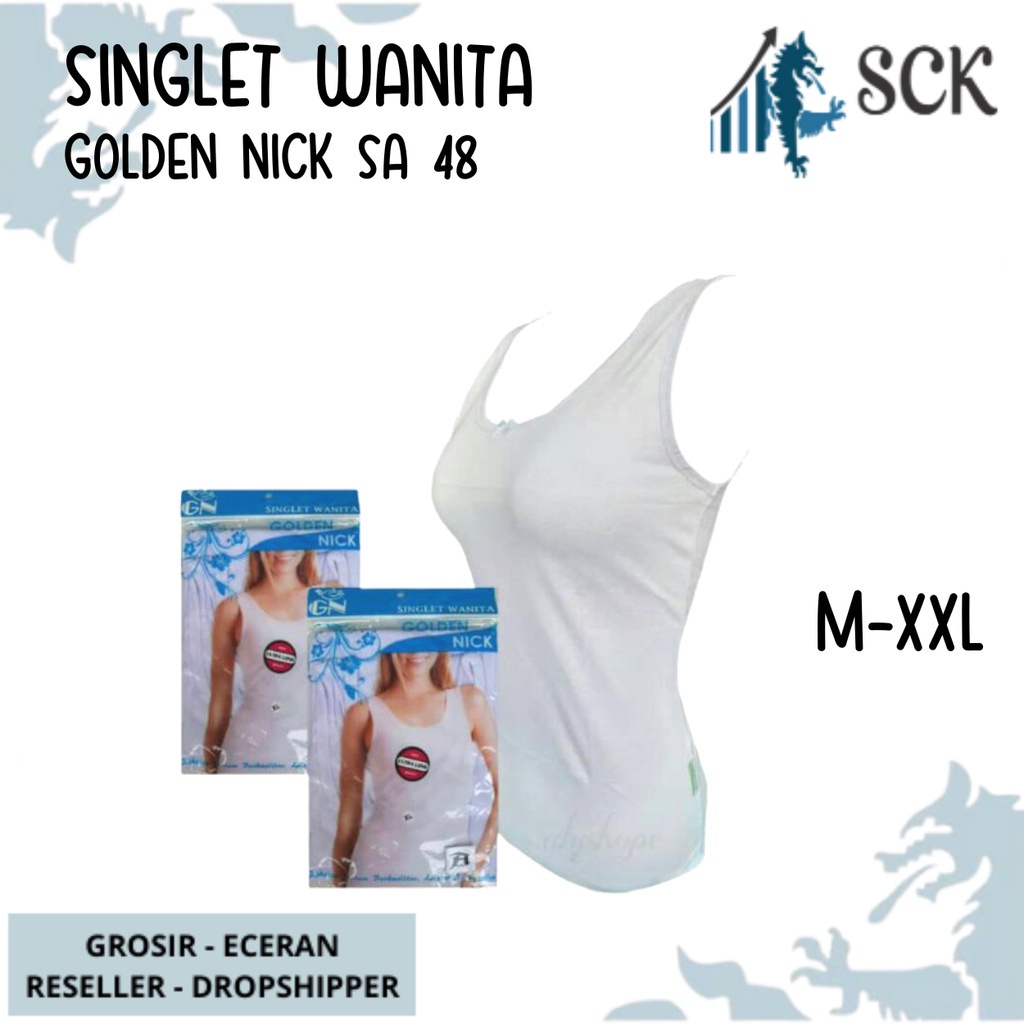 Singlet Wanita GOLDEN NICK SA 48 Katun / Singlet Wanita SA48 / Singlet Putih Polos Basic Casual - sckmenwear GROSIR
