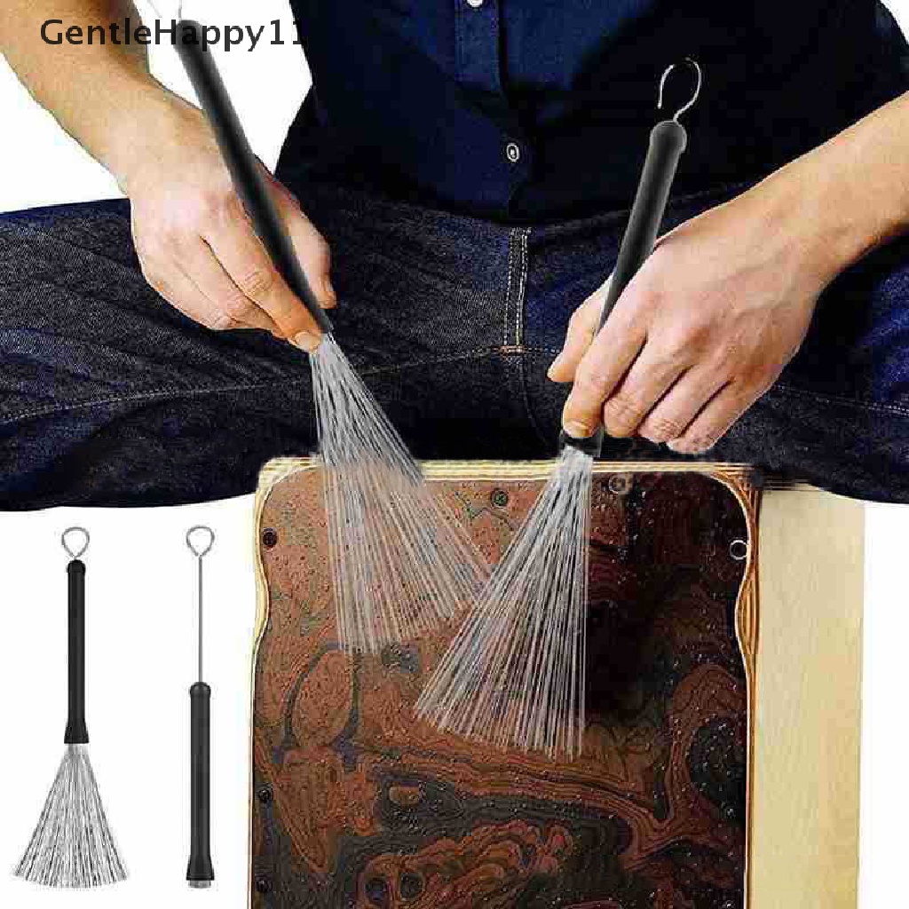 Gentlehappy Metal Wire Drum Brushes Alat Pembersih Portable Jazz Musik Ditarik Stik id