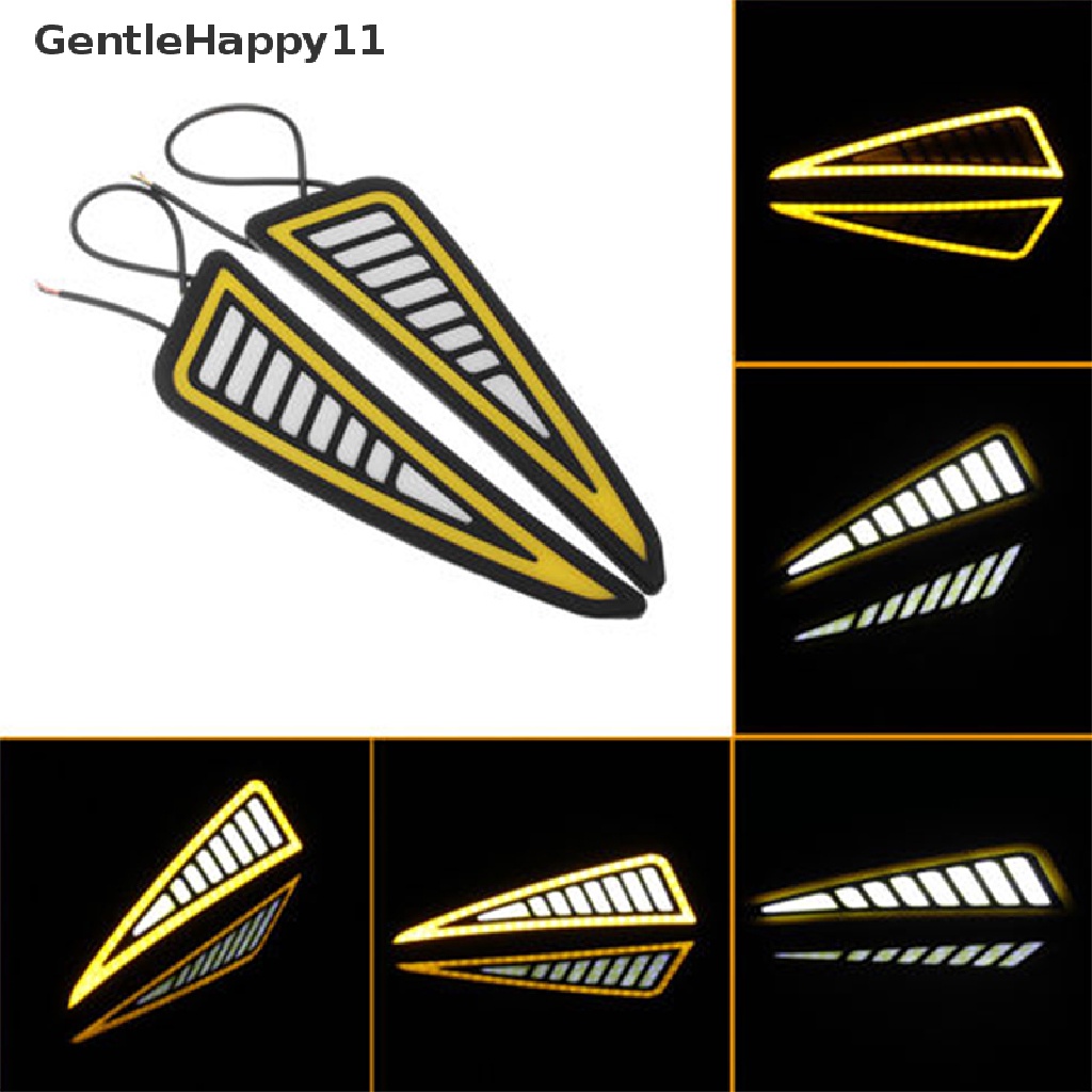 Gentlehappy Lampu LED Bumper Strip Mobil COB Daytime Running Light Kuning Sein DayLight DRL id