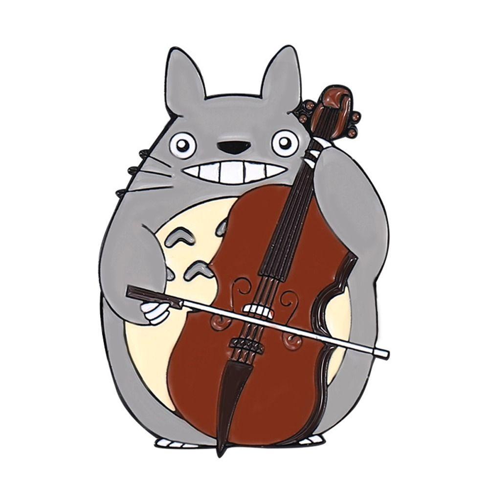 Agustina Totoro Orchestra Bros Sweater Aksesoris Lucu Halus Cello Gadis Hadiah Saxophone Alloy Terompet Kerah Pin Aksesori Pakaian