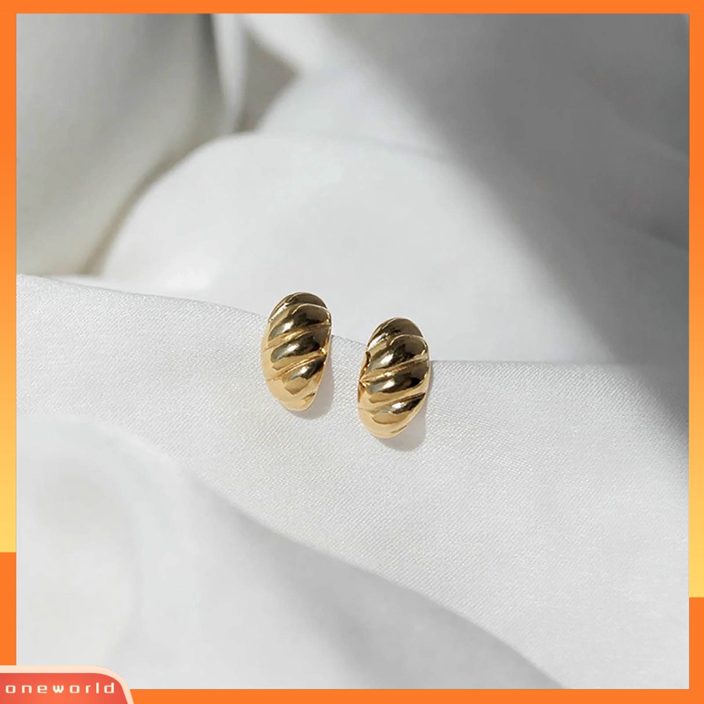 [EONE] 1pasang Anting Pejantan Kepribadian Berkilau Berlapis Emas Vintage Croissant Piercing Earrings Perhiasan Aksesori