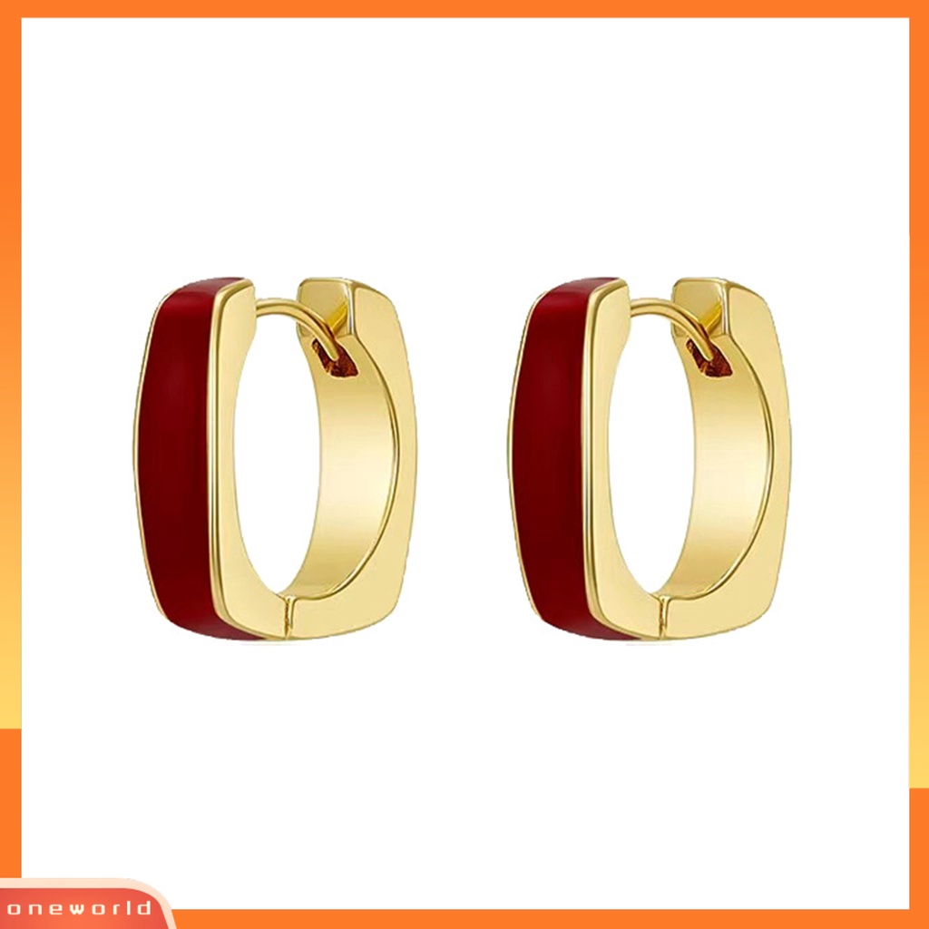 [EONE] 1pasang Wanita Anting Glasir Dipoles Tinggi Gloss Geometris Electroplating Menghias Nyaman Mewah Wanita Gadis Hoop Earrings Perhiasan Pesta