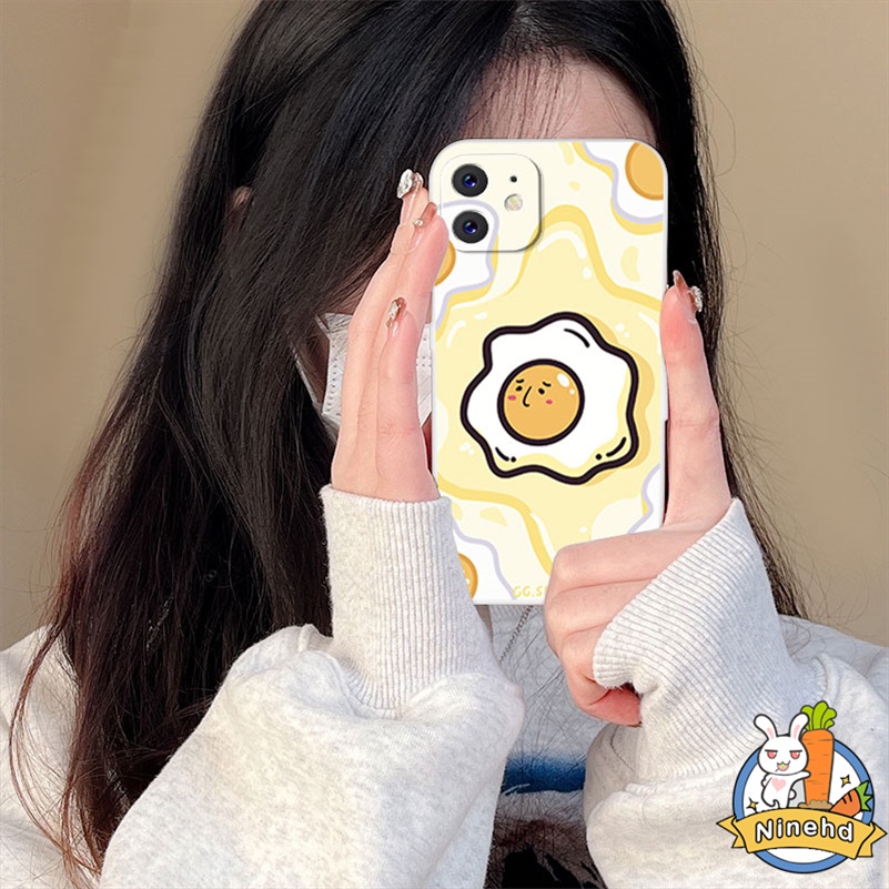 IPHONE Casing Kompatibel Untuk Iphone14 13 12 11 Pro Max X Xr Xs Max8 7 6 6s Plus SE 2020 Pola Telur Goreng Kreatif Pelindung Lensa Canggih Shockproof Glossy TPU Full Protect Phone Case