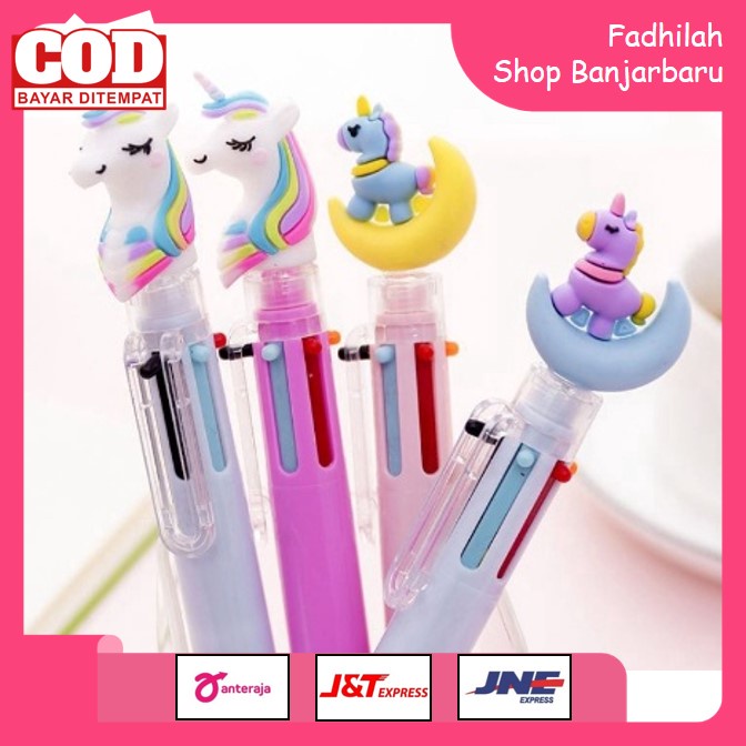 PENA KARAKTER MEKANIK 6 WARNA UNICORN FULL MOON PULPEN KARAKTER UNICORN WARNA WARNI PULPEN UNICORN MULTICOLOR PULPEN LUCU | FADHILAH SHOP BJB