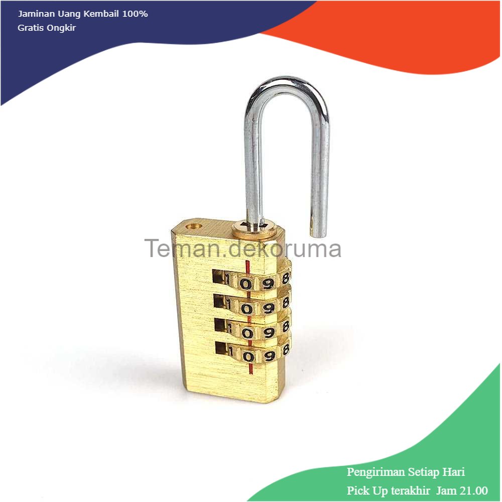 TD - RTG KAK Gembok Koper Padlock 4 Digit Combination Solid Brass 21x59mm - M1502