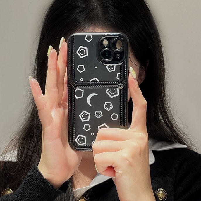 New Imitation Cream Bag TPU Case for iPhone 12 13 14 Pro Max Black Soft Silicone Case for Women Girl's Fashion Leopard Moon