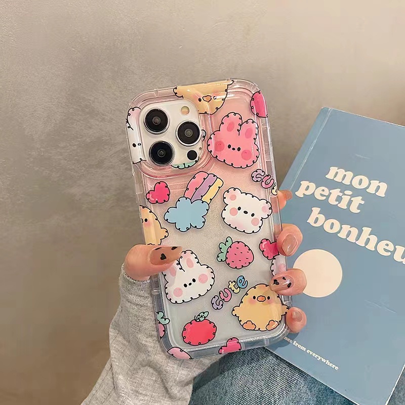 IPHONE Cocok Untuk Iphone14 14pro 14plus 13 13mini 13pro 13prm iPhone12 7Plus 8Plus Xr XS 13 12mini Pro Max Empat Sudut Casing Ponsel Transparan Tahan Guncangan