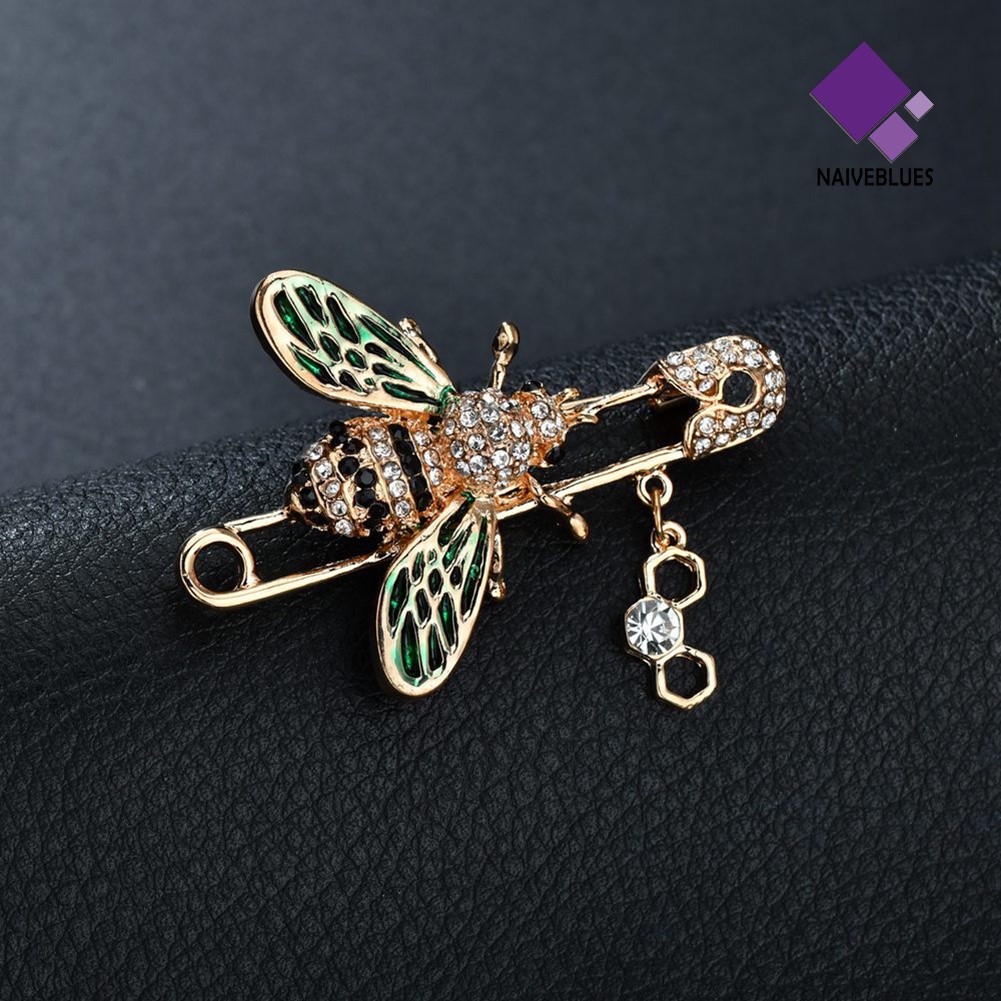 &lt; Naiveblues &gt; Fashion Wanita Lebah Enamel Berlian Imitasi Bros Pin Pakaian Lapel Decor