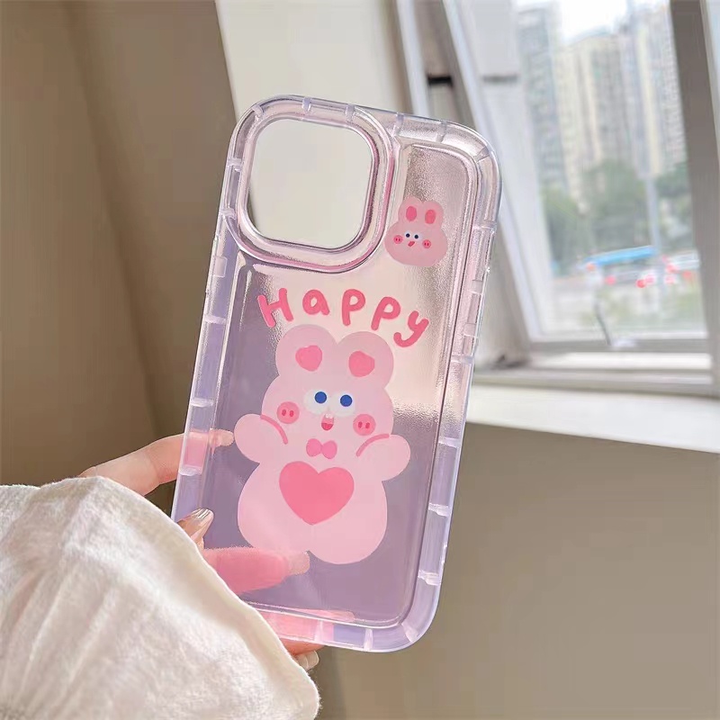 IPHONE Ins Kelinci Casing Ponsel Cocok Untuk Iphone11 14 14pro 14plus 13 13mini 13pro 13prm iPhone12 7Plus 8Plus Xr XS 13 12mini Pro Max Empat Sudut Casing Ponsel Transparan Tahan Guncangan