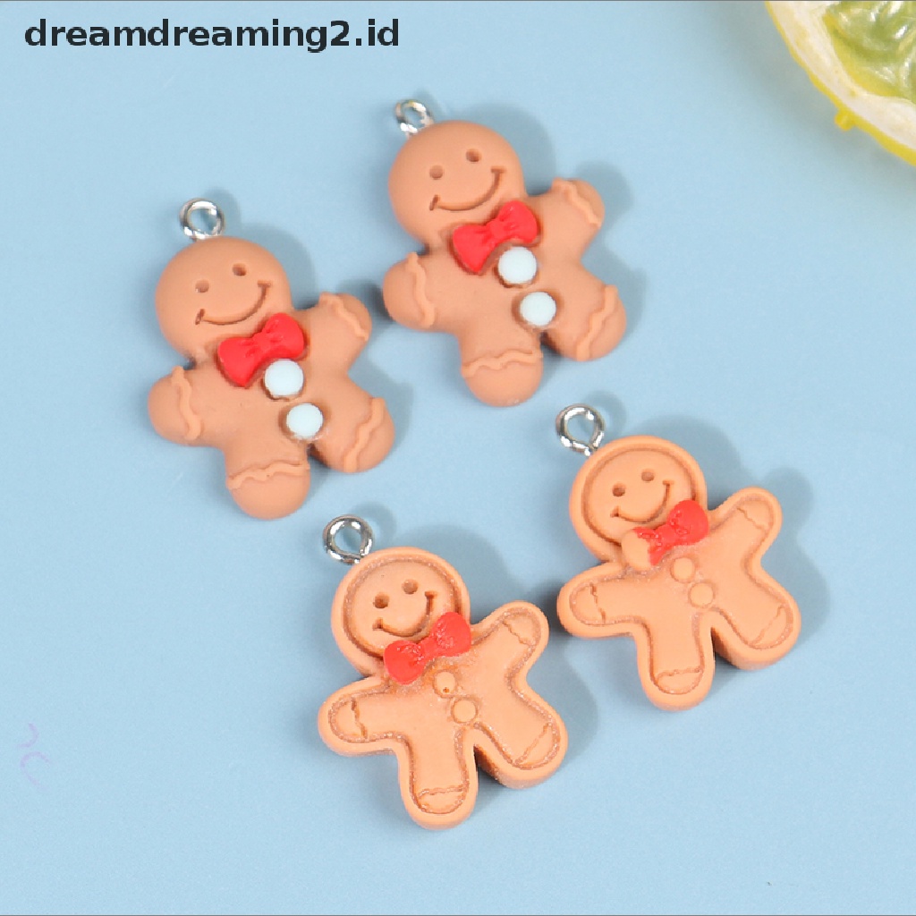 (dream) 10pcs Natal Gingerbread Man Ch Liontin Resin Ch Untuk Gantungan Kunci Anting//