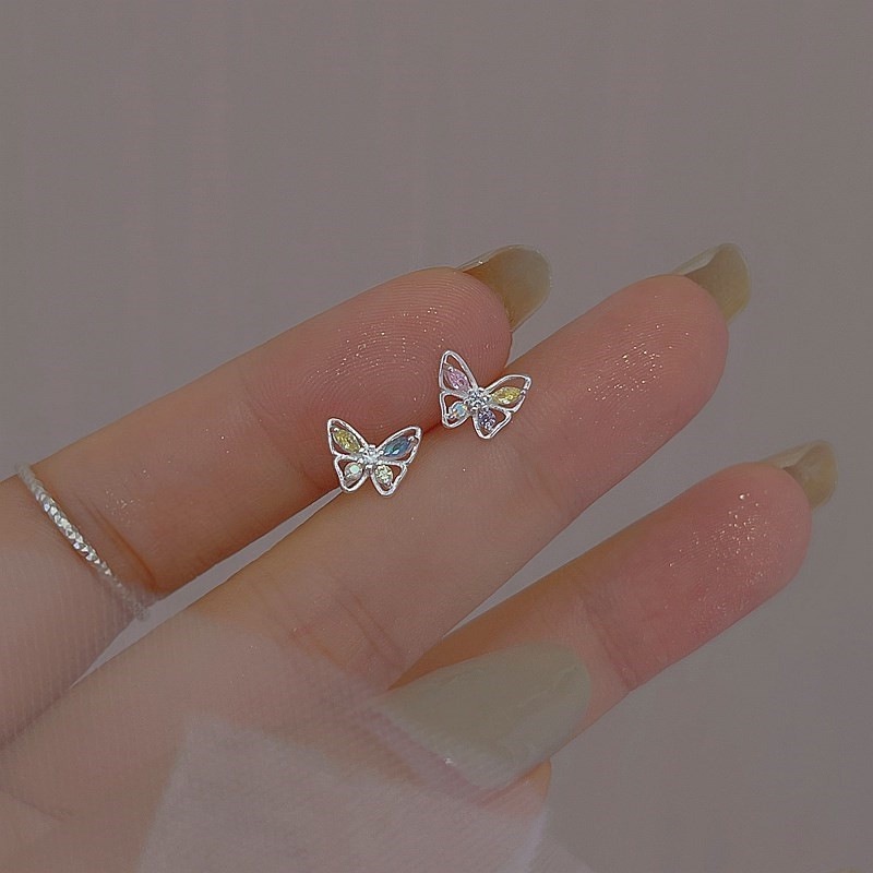 2pcs Fashion Butterfly Stud Earrings Untuk Wanita Hypoallergenic Elegan Colorful Earring Perhiasan Aksesoris