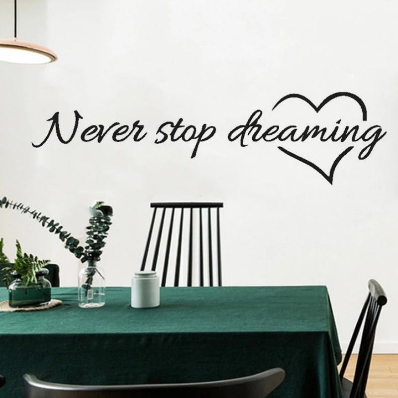 Kreatif Never Stop Dreaming Stiker Dinding Untuk Kamar Tidur Ruang Belajar Dekorasi Rumah Quotes Inspiratif Mural Art DIY PVC Decals