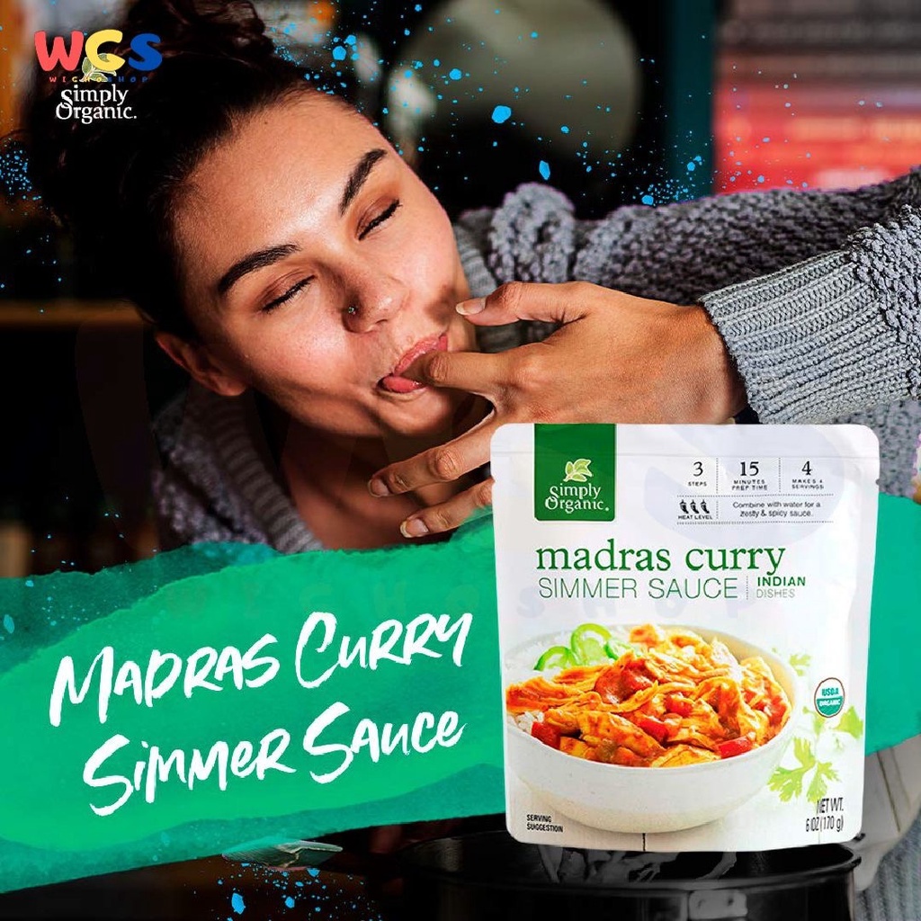 Simply Organic Madras Curry Simmer Sauce Indian Dishes 6oz 170g