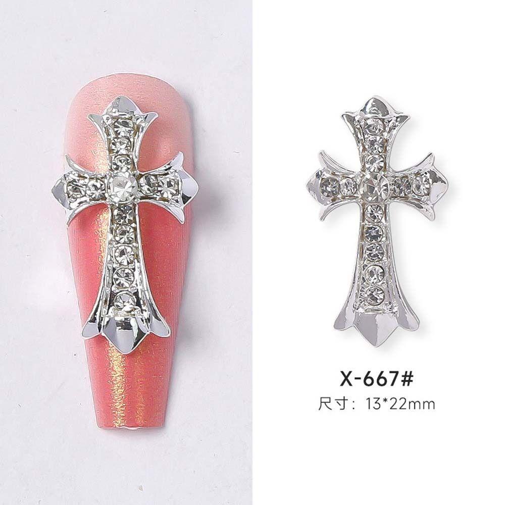 Mxbeauty Cross Nail Rhinestones Fashion Jepang Spider Alloy Cross Nail Hiasan Nail Perhiasan