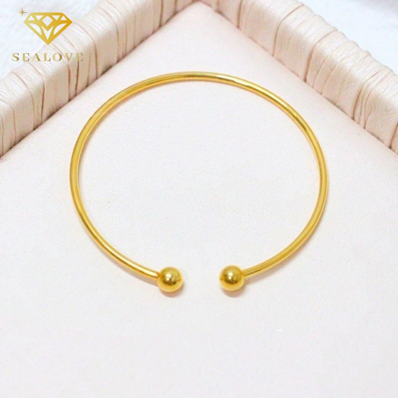 Gelang Titanium Wanita Anti Karat Bola Keberuntungan Emas 18K Bangle Aksesoris Perhiasan Fashion Korean Style COD