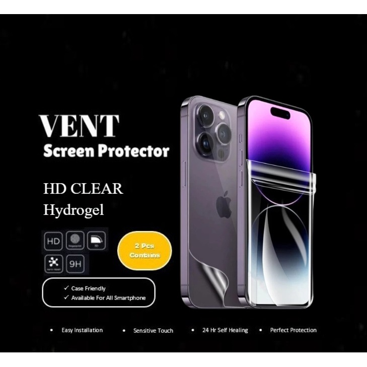 VENT Clear HD Screen Protector Anti Gores Hydrogel semua tipe HP