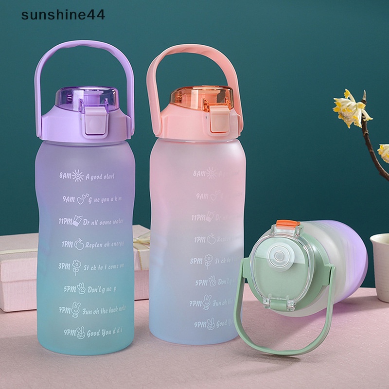 Sunshine Botol Air Minum 750ML Dengan Sedotan Botol Air Minum Motivasi Sport Cewek Anti Bocor Botol Minum Outdoor Travel Fitness Jugs ID