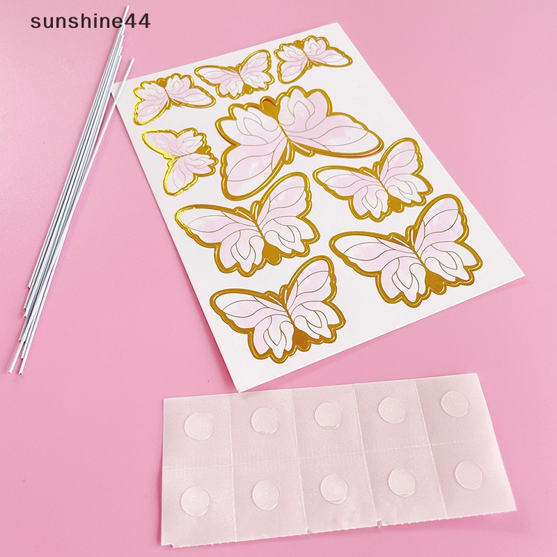 Sunshine Stamping Gold Pink Butterfly Hiasan Kue Princess Dessert Dekorasi Kue Butterfly ID