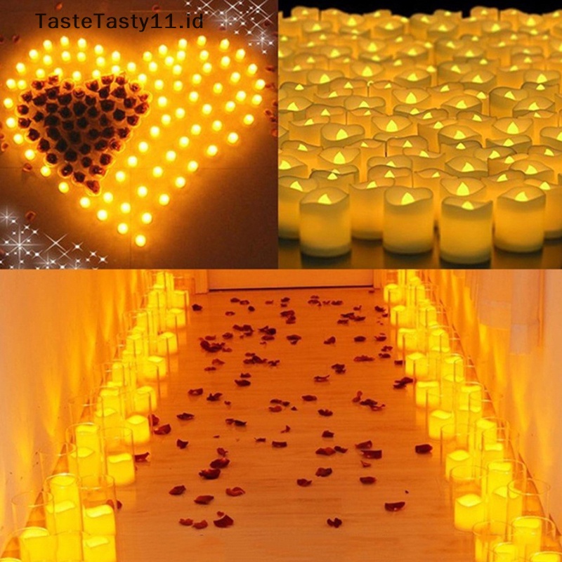 Tastetasty 24Pcs/Set Flameless Led Creative wishing Led Tea Light Warm White Flameless Lampu Dekorasi Natal Halloween.